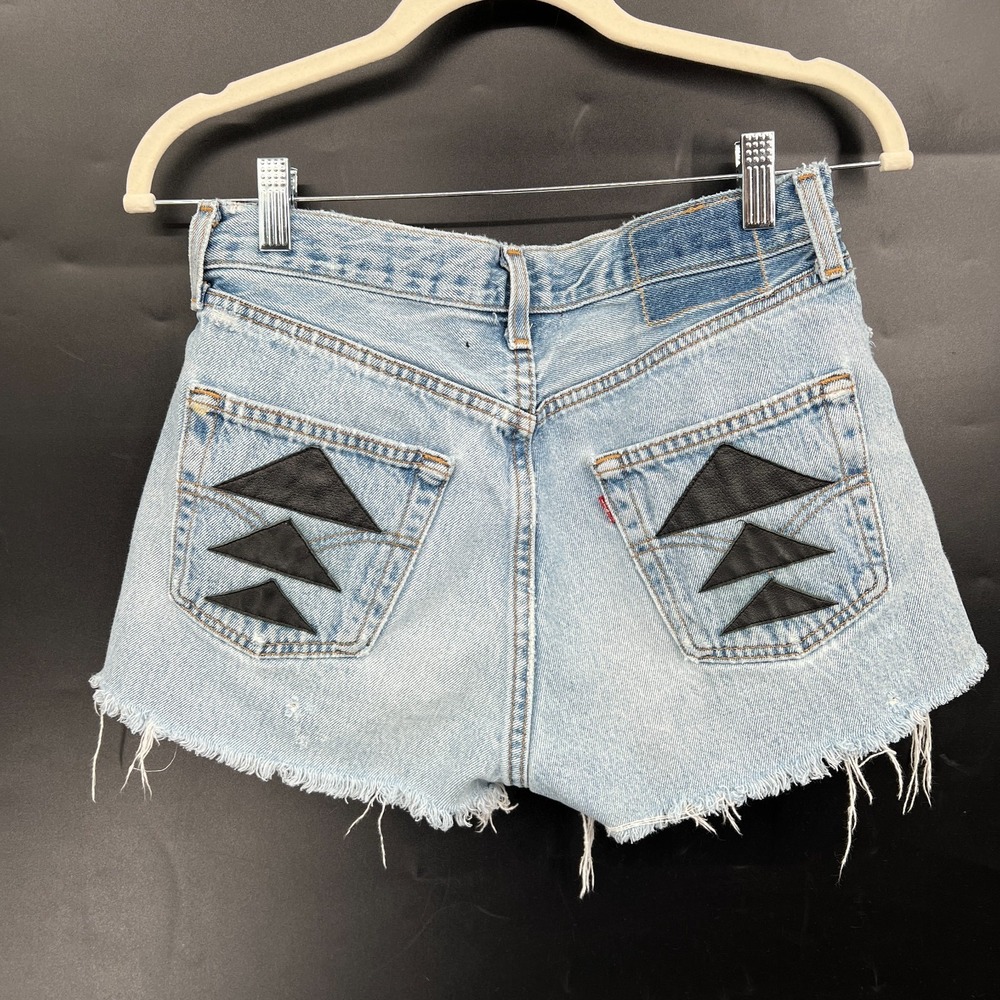 Reformation urban renewal reworked upcycle Levi's 501 distressed denim shorts S